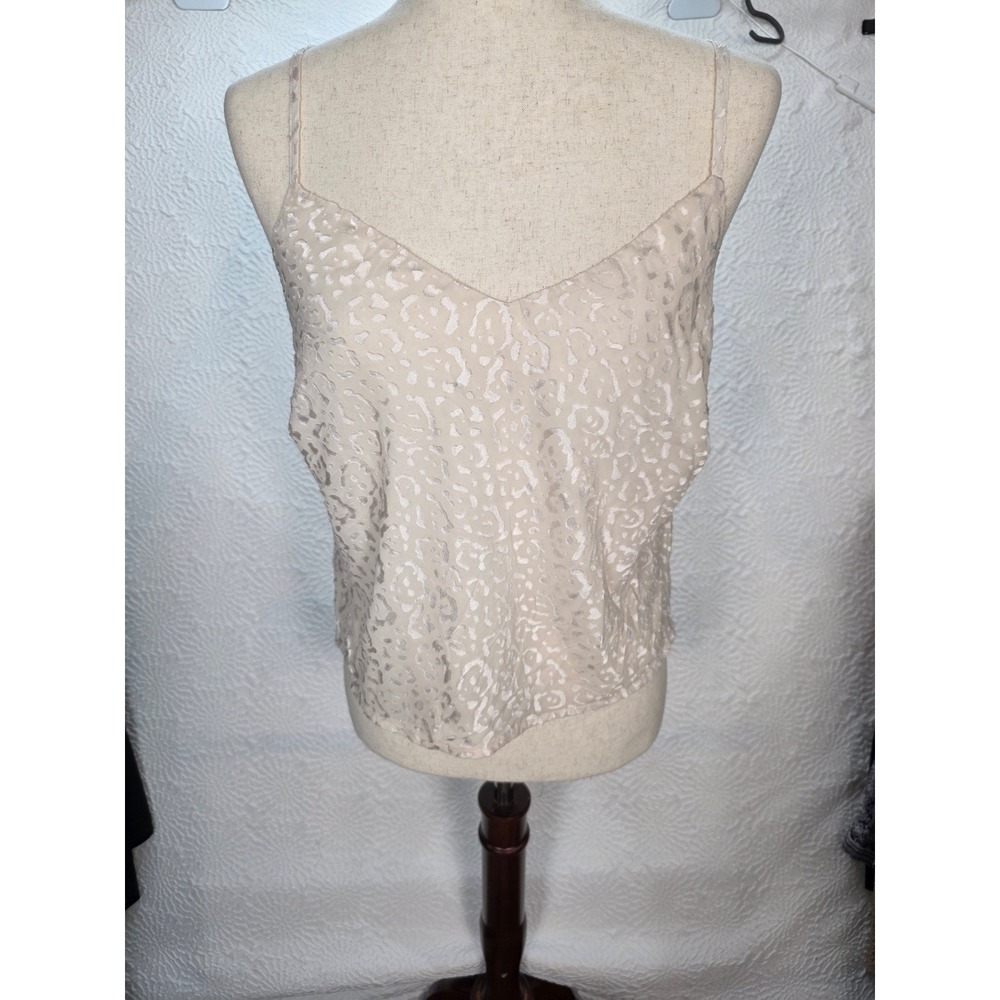 Good American Burnout Satin Cami Women Size 1 Ivory NWT GWT0052 Animal Print Top
